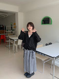 Futero Check Frill Banding Long Skirt