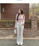 Classic Slim Fit Banding Hip Pad Bootcut Cotton Pants