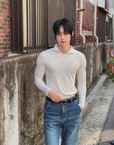 Furnon Ribbed Half-Zip Muscle Long Sleeve Tee
