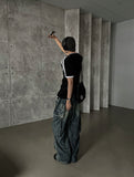 Summer cool cargo banding denim pants