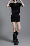 Line Mesh Knit Top