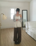 Prim chiffon layered ribbon shirring sleeveless