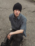 Elu stripe linen short sleeves shirt