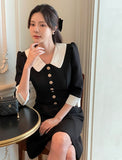 Roabi collar two-tone tweed A-line mini one piece