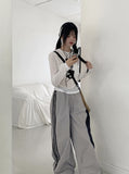 Cler Unbalanced Nylon Banding 2-Way Long Wide Jogger Pants