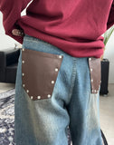 Elt leather pocket denim pants