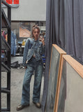 Chike Unbalanced Cropped Denim Jacket