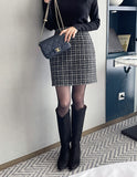 Komare Pearl Tweed H-Line Mini Skirt