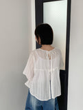 Nahui Lace Two-Way Pintuck Strap Ribbon Blouse