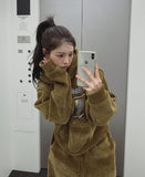 [Mink Brushed] Trust Velvet Corduroy Crop Hood