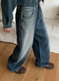 Sonk washed wide denim pants