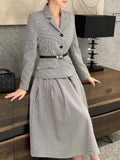 Nekoring Check Pleated Long Skirt