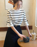 Ilon Layered Ribbon Stripe Three Quarter Knit