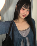 Rumi wrinkle see-through ribbon cardigan