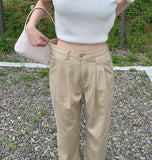 Gently Pintuck Summer Banding Long Wide Cotton Pants