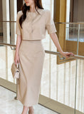 Vekia Crop Jacket H-Line Skirt Set