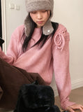 Shabu Eyelet Slit Ribbon Strap Long Sleeve Knit