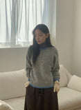 Agon Raglan Wool Color Matching Button Knit