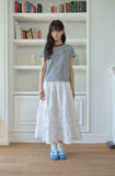 Falling Cat Stripe Crop Short Sleeve Tee
