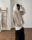 Tibber Stripe Knit Hood Zip-up