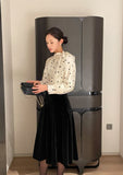 Poche Dot Velvet Tie Brushed Blouse