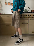 Raoul two-tuck wide half pants