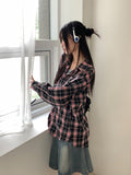 Deva vintage check brushed outer long sleeve shirt