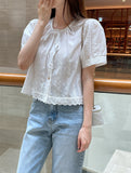 Sedel Lace Flower Embroidery Blouse