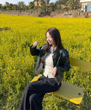 Layered Crop Top Long Sleeve Knit Cardigan Two-Piece Set