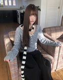 Tomin Stripe Color Matching Knit Muffler