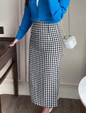 Medon Slit Check H-line Long Skirt