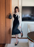 Melage Chiffon Color Matching Tie H-Line One Piece
