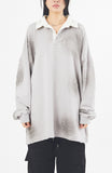Damage over dirty washed collar t-shirt