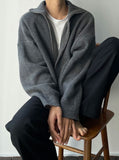 Lambswool Knit Turtle Zip-up