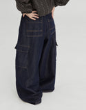 [BAONHAUS] Nemin string cargo non-fade denim pants