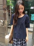 [BAONHAUS] Fahin Linen Frill Short Sleeve Blouse