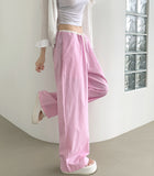 Summer Color Matching Stripe Banding Wide Pants