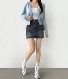 Pelvic Pad 2 Button Denim Skirt