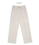 Linen semi-wide banding pants