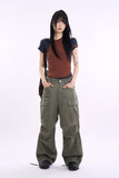 Trap side zipper parachute cargo pants