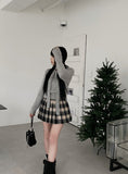 Check Pleated Mini Skirt