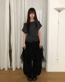 Poitdi Side Shirred One-Shoulder Short Sleeve T-shirt
