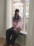 Babe Vintage Snowflake Nordic Round Long Sleeve Knit