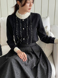 Tilla Layered Color Matching Pearl Lace Polar Knit