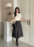 Ollie Pocket Brushed Slit Banding Flare Skirt
