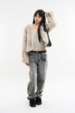 Mio non-closing open fur jacket