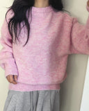 Como wool bokashi pastel thick loose fit round knit