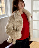 Piru Half Poodle Fluffy Fur Coat Jacket