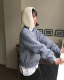 Tumb Fleece Fluffy Button Balaclava