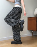 Doven Stripe Two-Way Sweat Wide Pile Pants